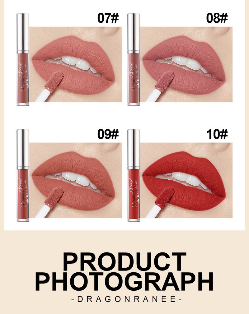 10-Piece Matte Lip Color Set - Non-Transfer, Velvet Finish Lip Makeup Gift Box With Pink Leopard Print Lipsticks_voghion.com