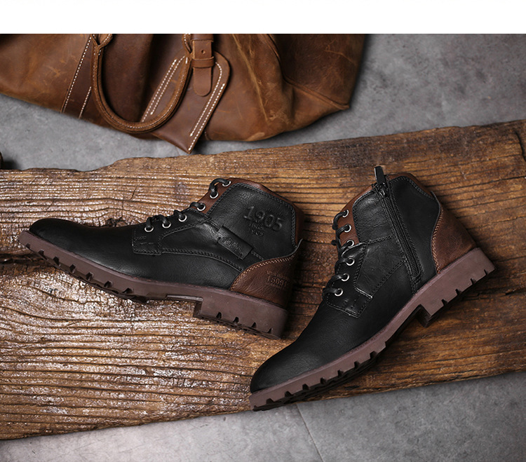Zapatos de hombre, botas de talla grande, botas cortas con cremallera, zapatos de hombre, zapatos de caña alta, botas de trabajo para el desierto_voghion.com