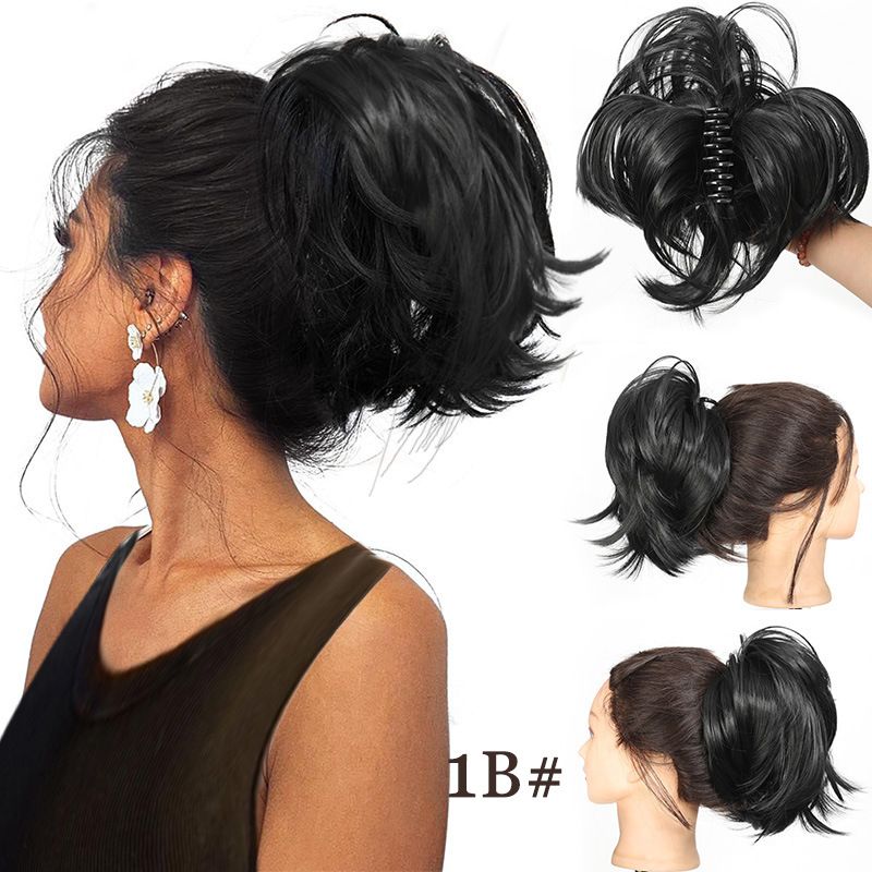 Ponytail extensions, claw clip straight bun Messy bun 25cm105g with flexible wire hair piece_voghion.com
