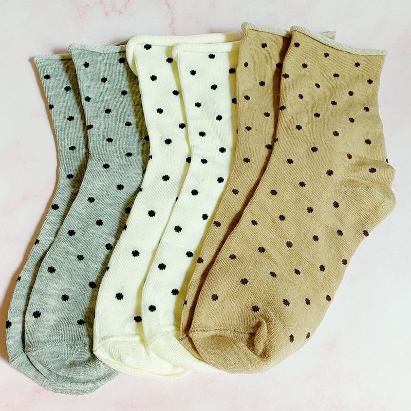 Precious Polka Dot Socks Set Of 3 Pairs_voghion.com
