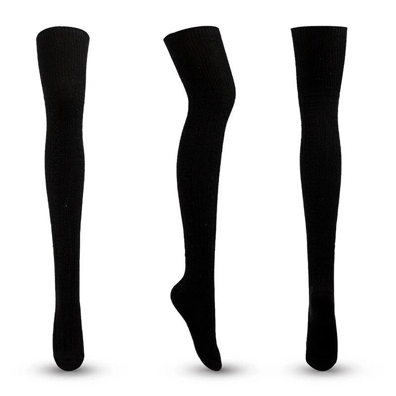 1 pár dámských punčoch, dívčí nad kolena, dlouhé, nad stehna, plus size, ponožky nad kolena, pletené, teplé vlněné punčochy_voghion.com