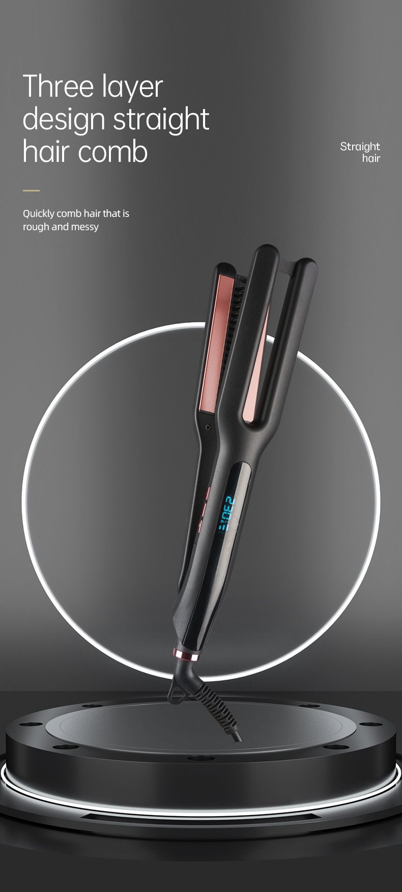 Neu Multifunktionale Temperatur Einstellbar Glättung Flauschigen Cae Werkzeug Glättung Kamm Dual-use-Fo Dy Und Nass_voghion.com