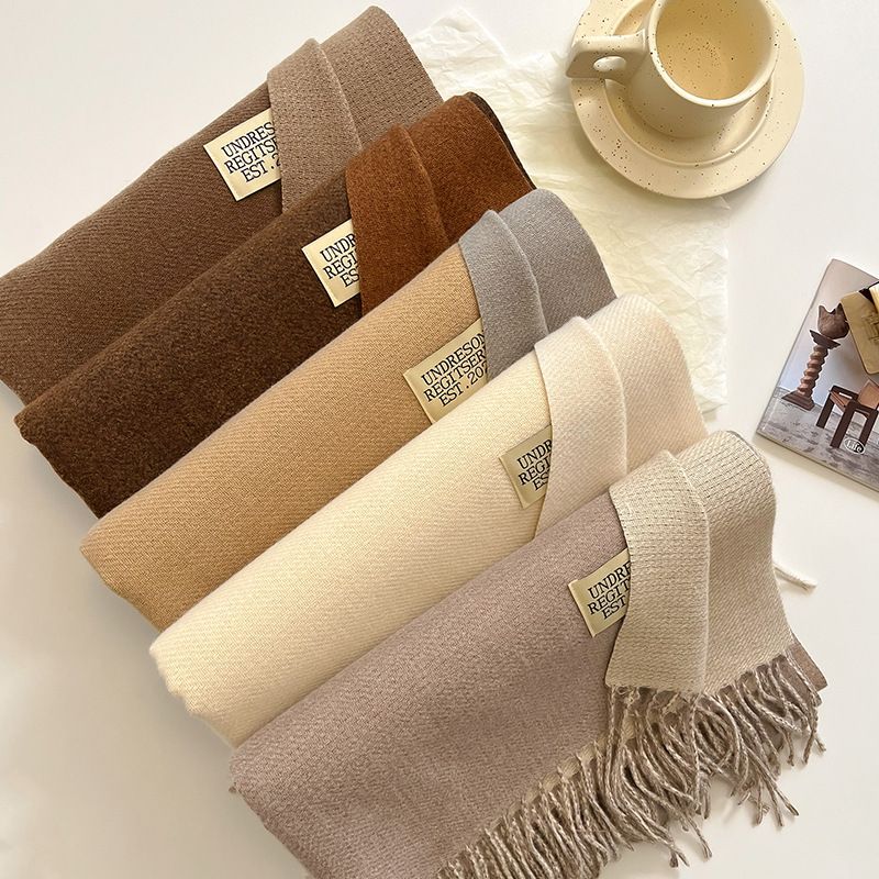Cachecol premium de cashmere sintético dupla face para mulheres e homens - xale grande e macio para inverno em cores sólidas (68 x 200 cm)_voghion.com