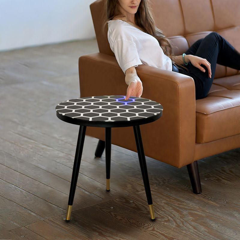 Innovative Touch-Sensitive Coffee Table, LED Illuminated End Table, Game room table, Lighted Side table_voghion.com