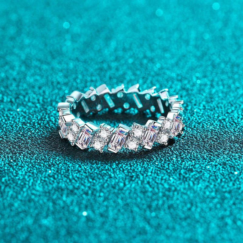 Pronto Stock Smyoue 100% autentico 3.08ct Moinaite Anello per donna Full Enternity Match Wedding Diamond Band Solido Argento Impilabile_voghion.com