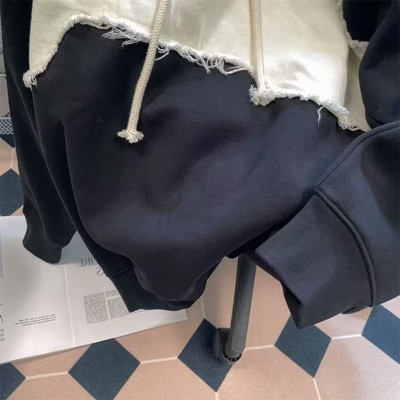 Felpa con cappuccio color-block alla moda per uomo - Pullover streetwear oversize con fodera in pile e design patchwork - Moda urbana casual autunnale_voghion.com