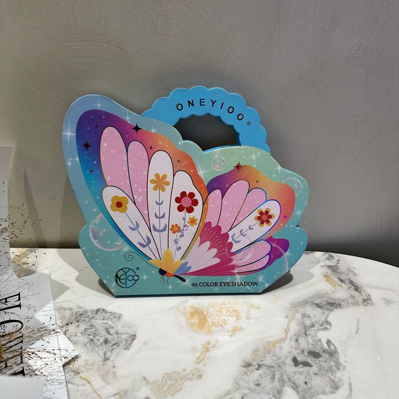 Paleta de maquillaje Butterfly de 46 colores: sombras de ojos mate y brillantes + rubor (todo en uno, apta para viajes, vegana y sin crueldad animal, con espejo y pincel)_voghion.com