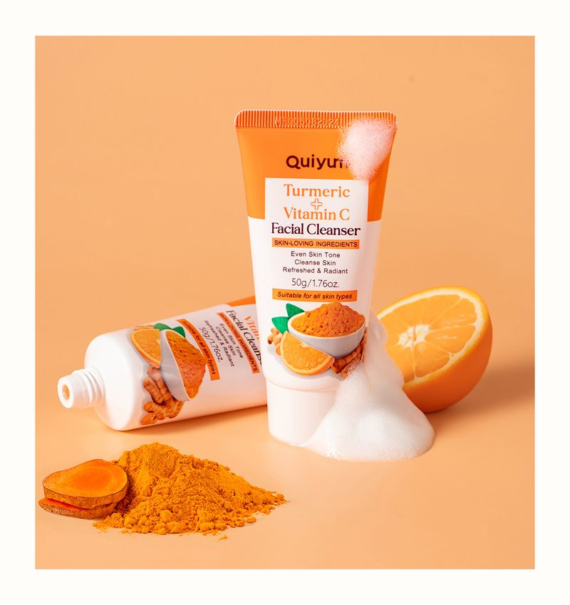 QUIYUM Vitamin C Cleansing Facial Cleanser 50g Hydrating Moisturizing Refining Pores_voghion.com
