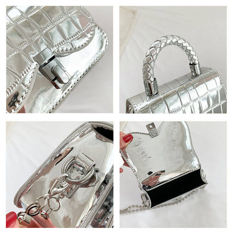 Piiriülene tekstuuriga väike kott 2023. aasta suvine uus ketiga kott mini käekott kivimustriga õlakott naistele_voghion.com