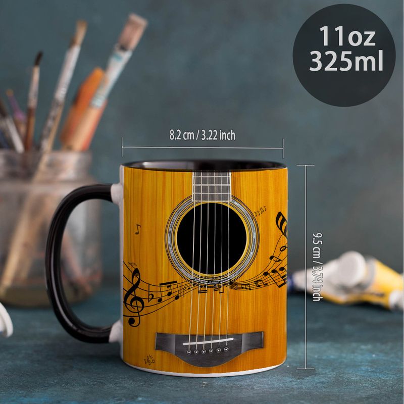Nieuwe gitaar, piano, viool, drumstandaard, Guzheng, binnenkleur, zwarte keramiek 350 ml, muziekliefhebber_voghion.com