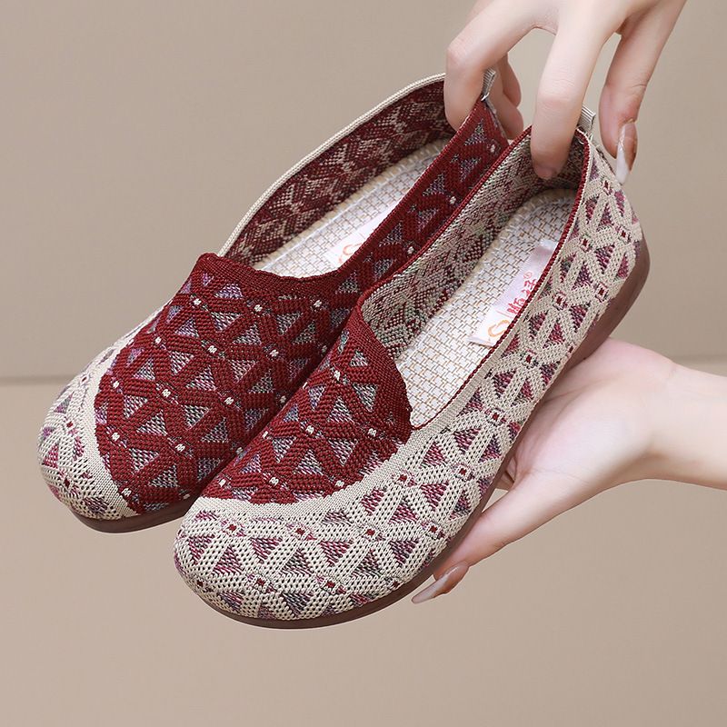 Scarpe da mamma da donna, autunno 2025, nuove, morbide e traspiranti, con suola piatta e casual, slip-on, con bocca bassa, Old Beijing_voghion.com