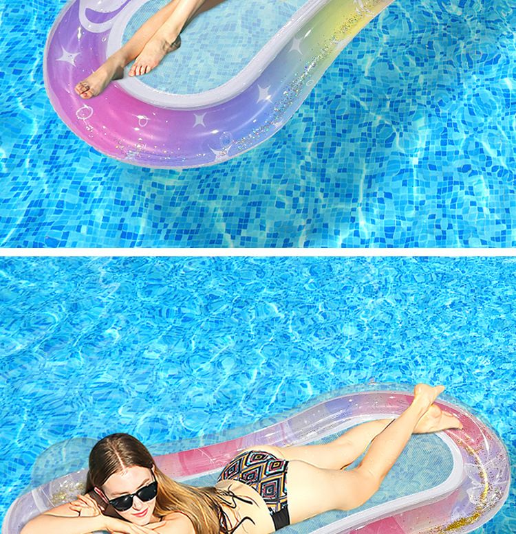 Gradient Transparent Mesh Floating Bed With Foldable Backrest - Inflatable Lounge Chair For Pool & Lake (Quick-Dry Heavy-Duty PVC Portable Design)_voghion.com