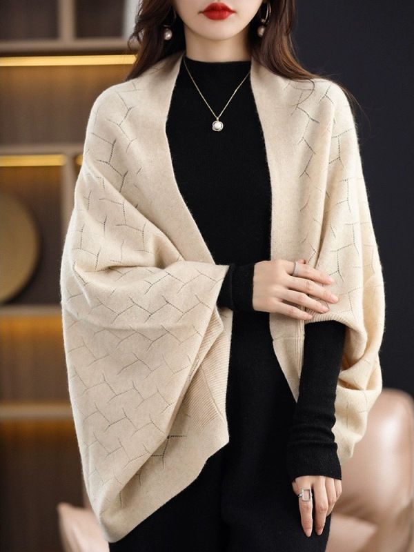 Women's Versatile Knit Shawl Scarf Wrap - Oversized Open Front Cardigan Cape In Solid Colors For Fall & Winter_voghion.com