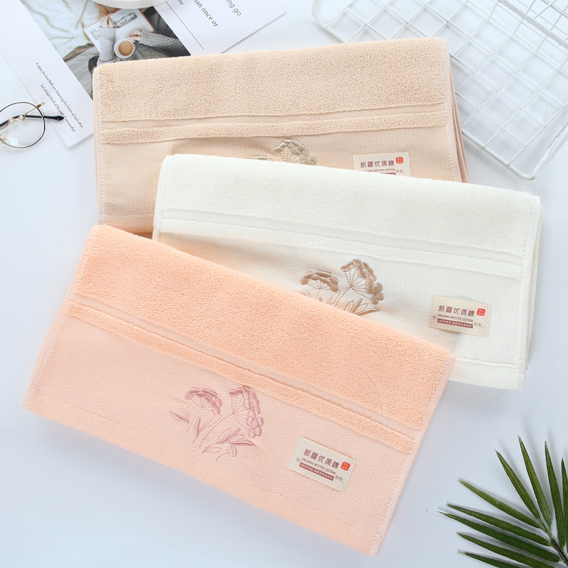 Gaoyang County Cotton Towel New Jacquard Pure Cotton Embroidery Lotus Pattern Household Thickened Xinjiang Cotton Towel_voghion.com
