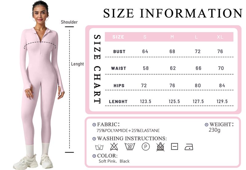 Tuta da donna a maniche lunghe KEEPER - Body yoga elasticizzato con tessuto traspirante, nero e rosa, dalla S alla 4XL_voghion.com
