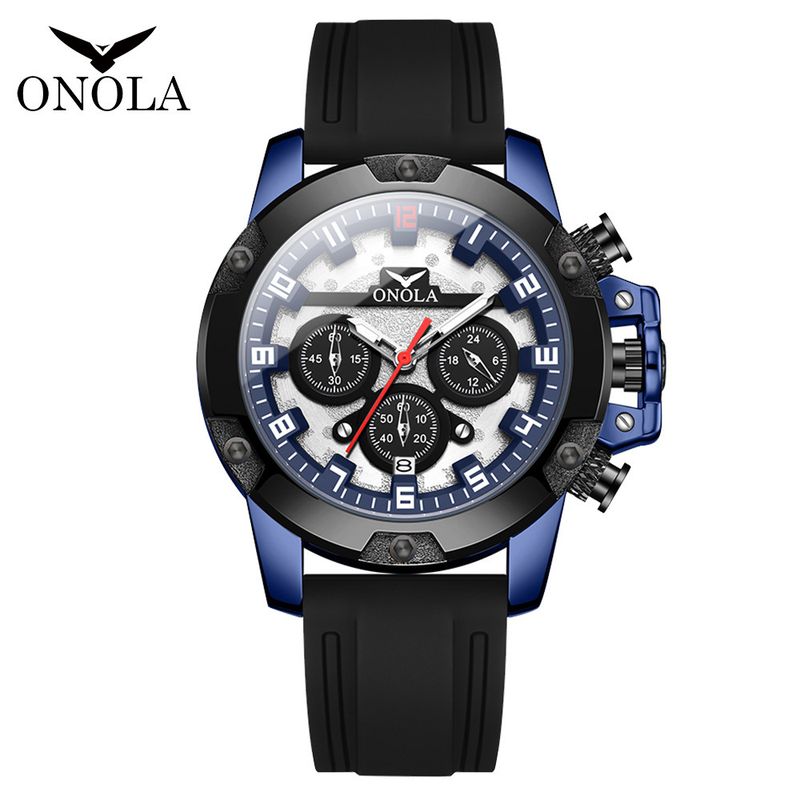 Orologio al quarzo con cinturino in silicone impermeabile ONOLA/Olona, cronografo luminoso da uomo, 2024, con secondi continui_voghion.com