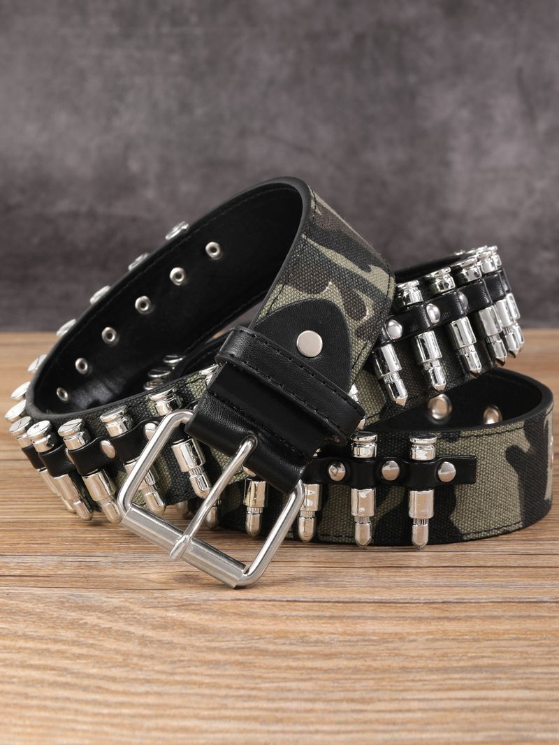 Neuer grenzüberschreitender Bullet-Gürtel aus Europa und Amerika, Nietengürtel im Punk-Stil für Herren, vielseitiger und individueller Dekorationsgürtel, Camouflage-Outdoor-Gürtel_voghion.com