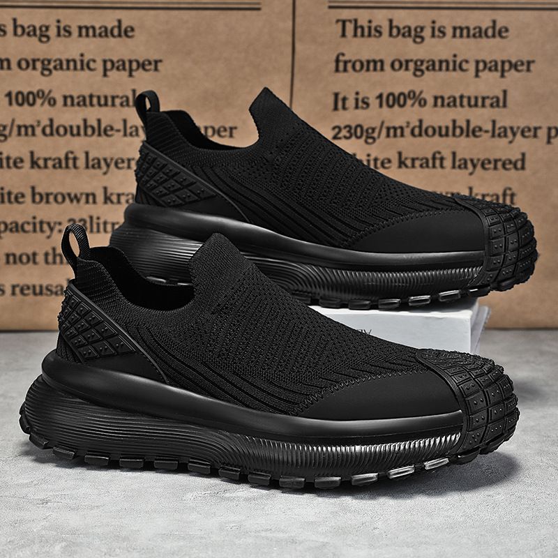 Men's 2025 Spring New Slip-On Breathable Thin Mesh Sock Shoes Tire Thick Sole Casual Sports_voghion.com