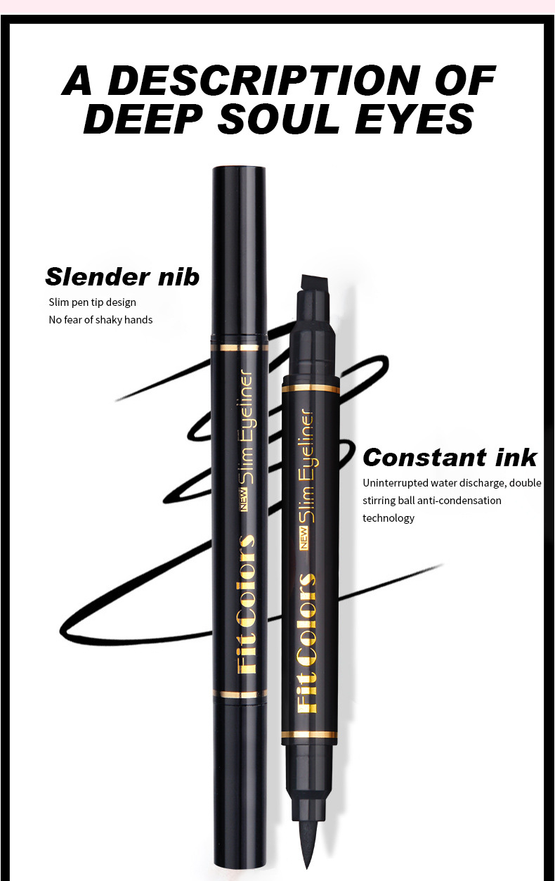 Big Seal Stamp Liquid Eyeliner Pen Waterproof Fast Dry Black Eye Liner Pencil With Eyeliner Cosmetic Double-ended Eyeliner_voghion.com