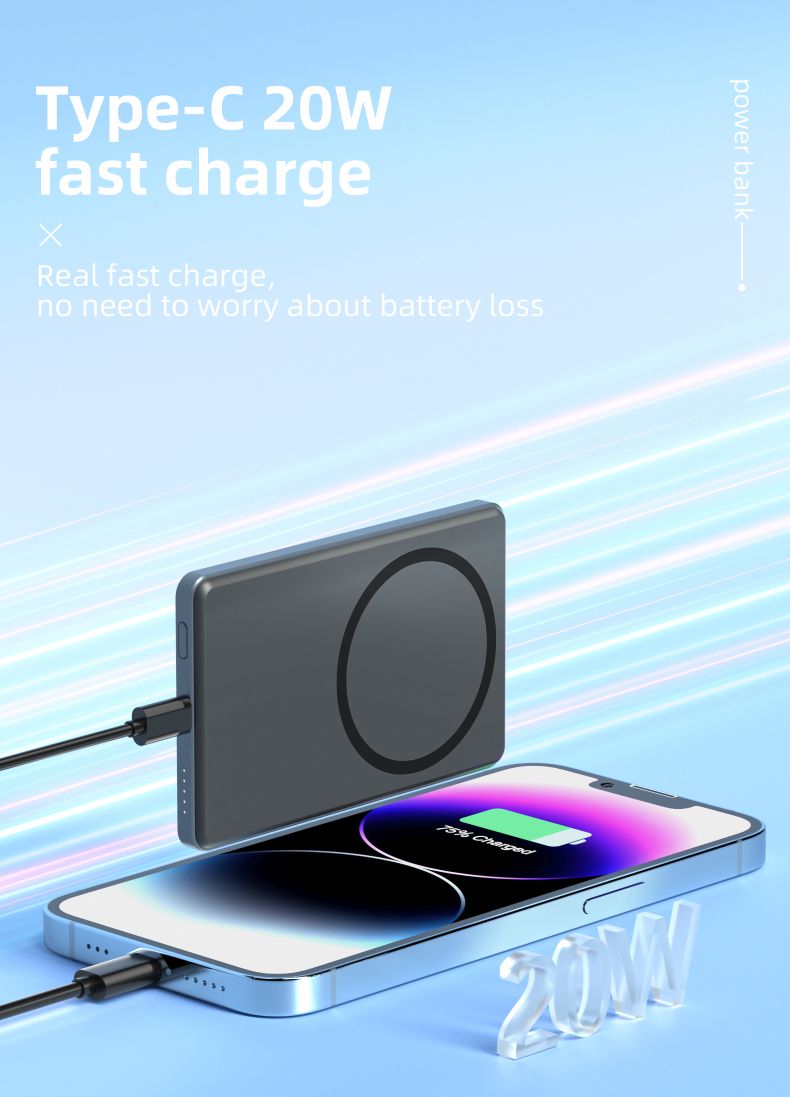 Music Festival Four-Cell Battery Indicator Powerbank 10000 Mah Wireless Magnetic Type-C Fast Charging Power Bank Aluminum Alloy Custom_voghion.com