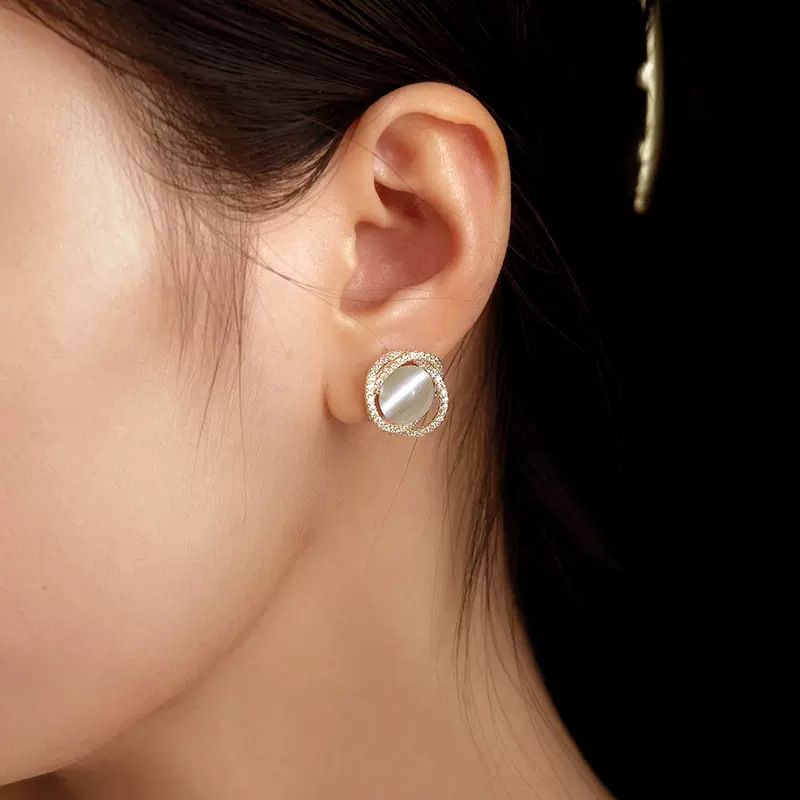 Cat's Ee Stone Design unico, clip per piastra di incenso antizanzare di alta qualità, foro per orecchio femminile stile libero, orecchini di perle,_voghion.com