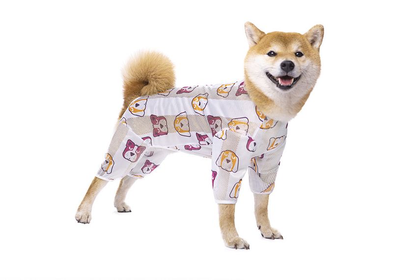 Spring and Autumn Summer Mesh Print Labrador Dog Golden Retriever Medium and Large Dog Four-Legged Cross-Border Pet Dog Clothes_voghion.com