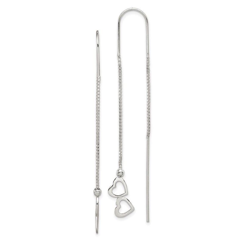 Sterling Silver Polished Double Heart Threader Earrings_voghion.com