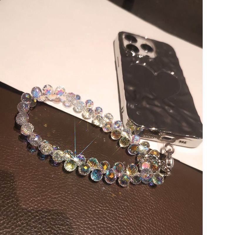 Telefon mobil scurt cristal picătură de apă mărgele șnur încheietura mâinii frânghie la modă femei portabile lanț pandantiv carcasă_voghion.com