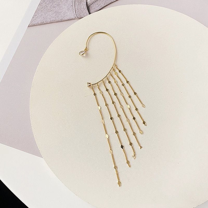 Orecchini a cerchio senza fori per le orecchie, orecchini con nappe esagerate per le donne_voghion.com