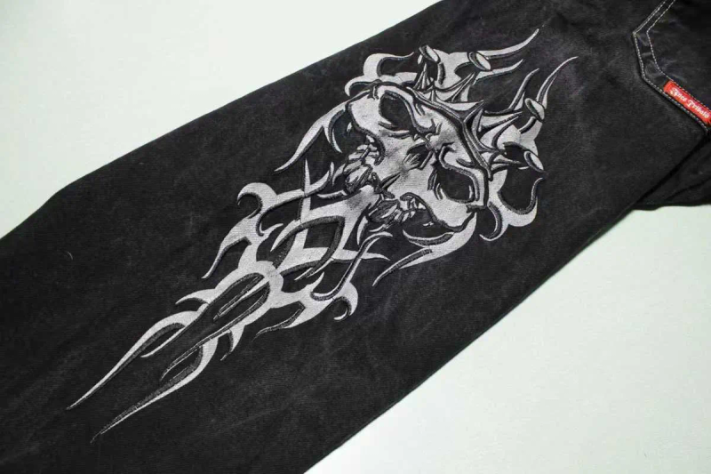 Pánské pánské kalhoty Y2k Haruku Hip Hop Retro Skull Graphic Baggy Black 2023 New Gothic Oversized Wide_voghion.com