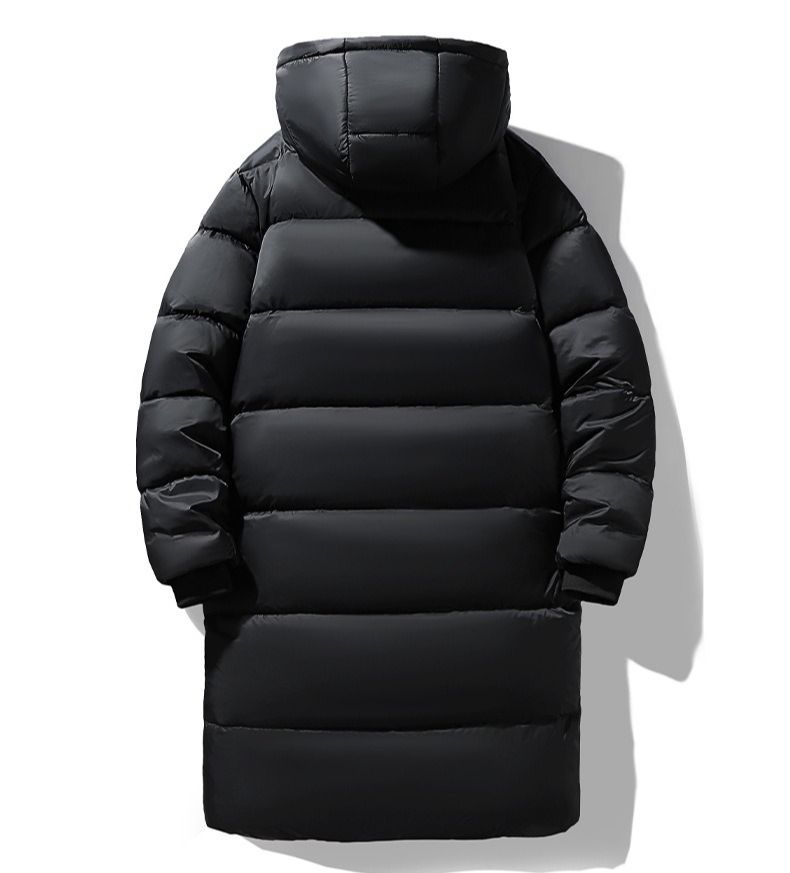 Giacca invernale con cappuccio lunga in piumino nero e oro per uomo e donna, cappotto con cappuccio in piumino d'anatra bianco alla moda_voghion.com
