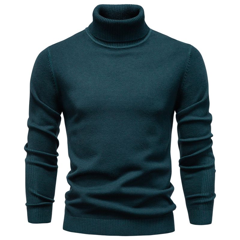 Herfst Winter Nieuwe Effen Kleur Pullover Hoge Hals Heren Casual Gebreide Trui_voghion.com