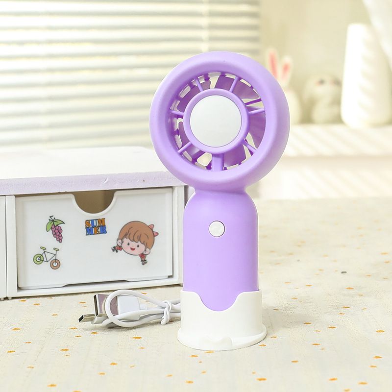 3-Gang-Handventilator in frischer Bonbonfarbe für Studenten, mit Sockel und Telefonständer, kleiner Büroventilator_voghion.com
