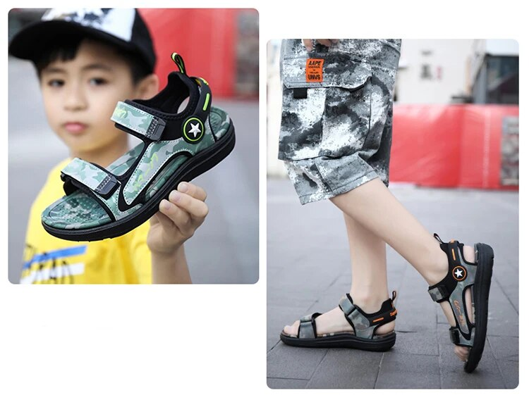 Estate spiaggia bambini, scarpe alla moda per ragazzi 5-16 anni, no ALD, outdoor, ombre astronomiche, sandali in cuoio_voghion.com