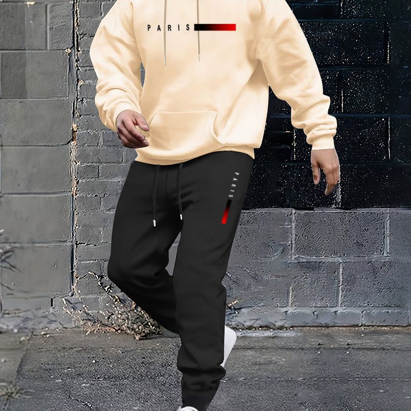 Pullover-Hoodie-Sweatshirt-Set für Herren mit aufgedrucktem Logo – Langarmoberteil und Jogginghose, entspannte Passform, mehrfarbige Optionen_voghion.com