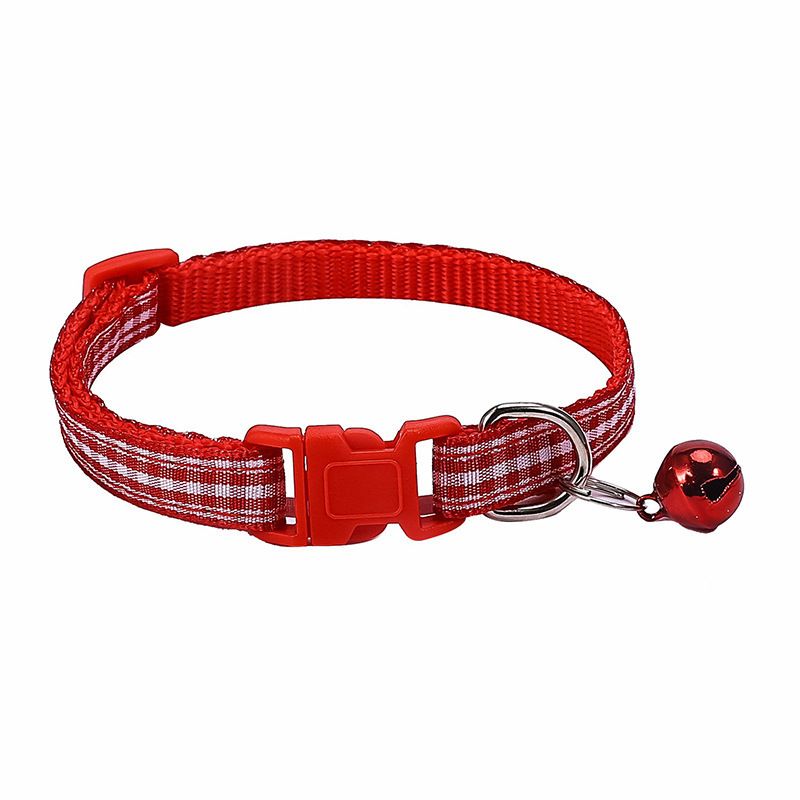 Nuovo collare per cani e gatti in tessuto colorato, casual e di piccole dimensioni, con campanellino e anello al collo_voghion.com