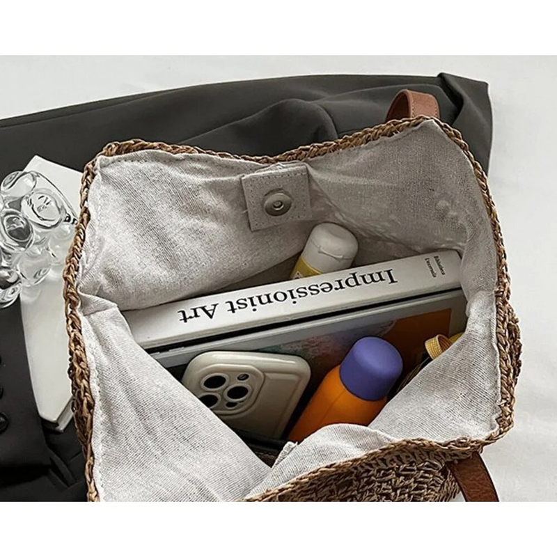 Grande borsa in paglia intrecciata borsa femminile di grande capacità nuova borsa a secchiello borsa da spiaggia per vacanze al mare Joker monospalla_voghion.com