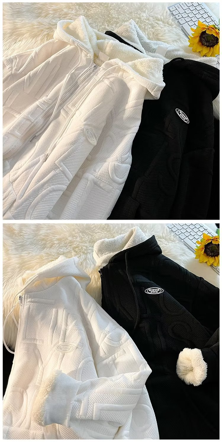 Männerkleeder 2024 Nei Lämmchewoll Kotteng gepolstert Männer Wanter verdickte Teenager Hoodie Mantel Plankton Schéinen Loose Hoodie Hipster Kleeder_voghion.com