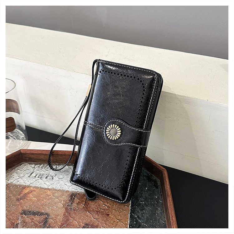 Wallet, long zippered, women's leather wallet, 2024 new high-capacity handbag_voghion.com