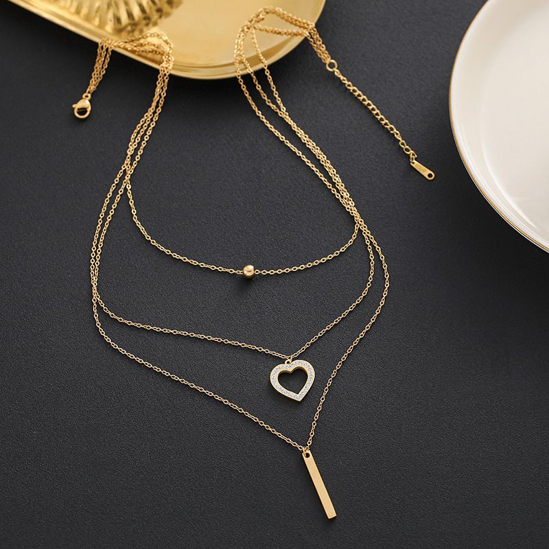 Meichen Fashion New Titanium Steel Non fading Layered Love Feeling Necklace, Elegant and Versatile Collar Chain_voghion.com
