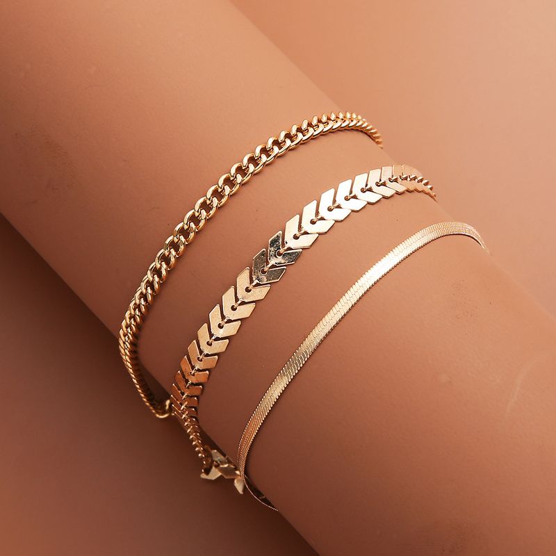 Mode-Accessoires Sommer heißen Stil kreative Fischschuppen flache Schlange dreiteiliges Set Knöchelkette_voghion.com