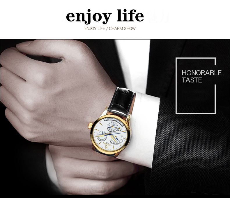 CARNIVAL Second Time Zone Kinetic Energy Display Watch Men Sapphire Automatic Mechanical Watches Man Watch Leather Waterproof_voghion.com