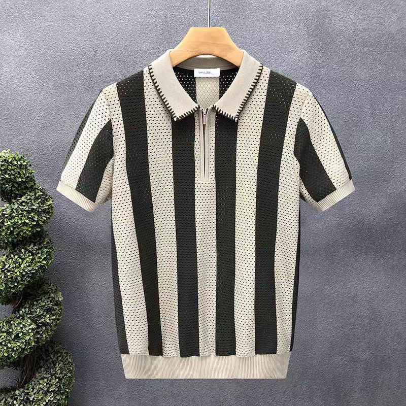 Herrenbekleidung Revers Kurzarm Poloshirt Herren Trendy Sommer T-Shirt Slim Trend Neues All Match T-Shirt Top_voghion.com