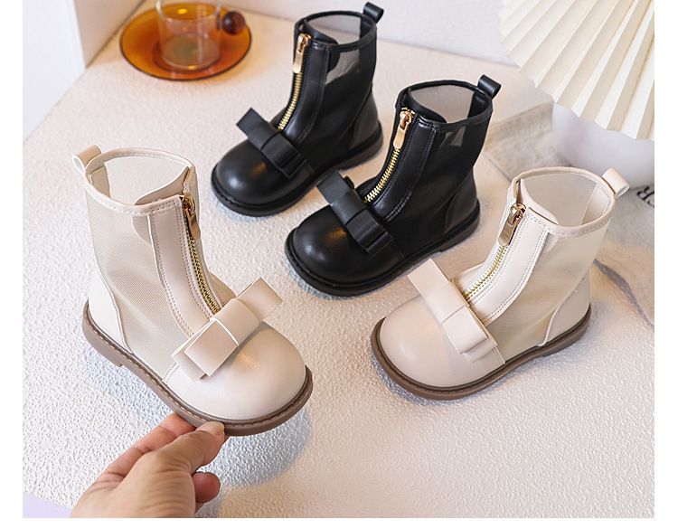 Atmungsaktive Mesh-Babystiefel für Mädchen – Stiefel im Prinzessinnenstil bis zur Wadenmitte mit Schleifendetail, leicht und bequem für Kleinkinder (1–6 Jahre)_voghion.com