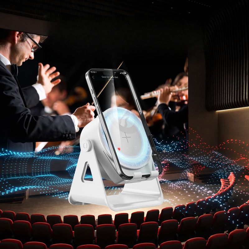 2025 New Bluetooth Smart Sensor 3-in-1 Listening To Music Watching Shows High Volume Phone Stand Speaker_voghion.com