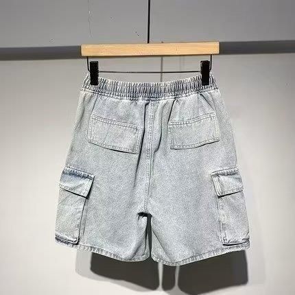 Summer New Men's Denim Shorts Street Wear Retro Korean Harajuku Pocket Jeans Shorts Hip-hop Denim Work Pants Men's Style_voghion.com