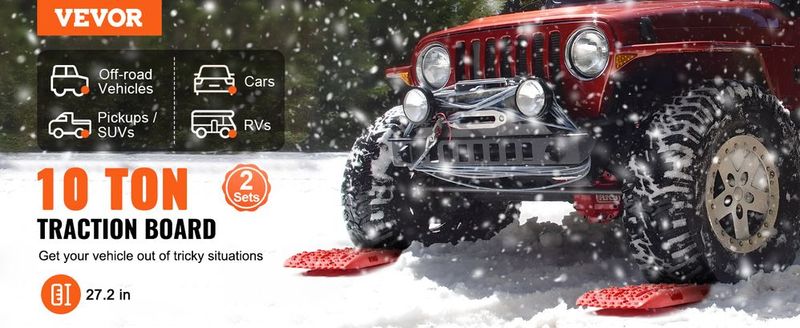 VEVOR 2PCS Traction Boards With PP For Mud Snow Sand Storage Bag Short Red_voghion.com
