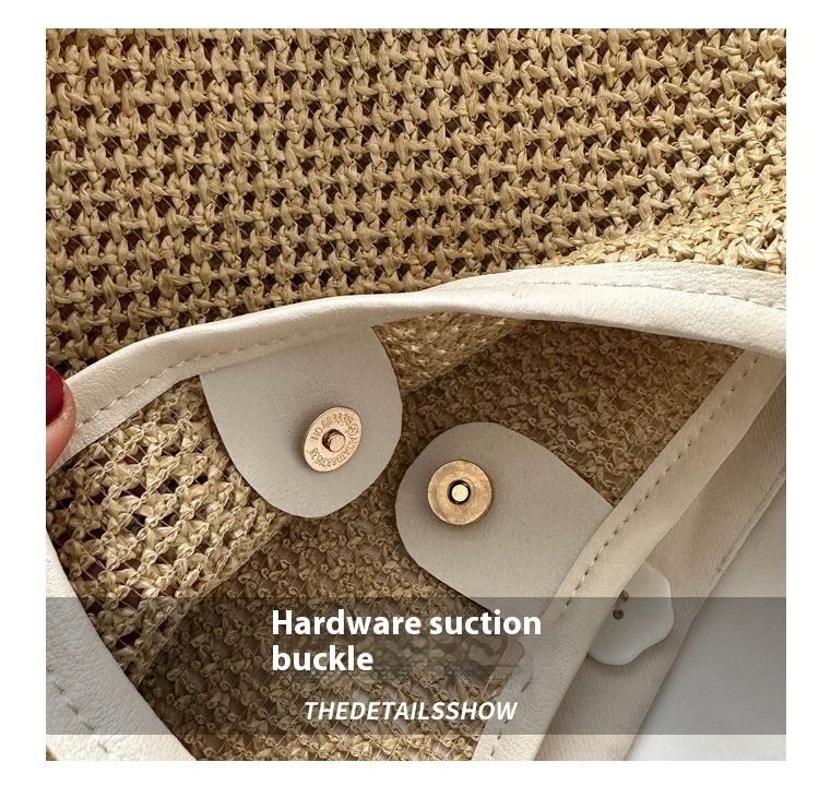 Sac tissé en herbe pour femmes, sac de loisirs de grande capacité, sac à bandoulière sous les bras occidental, nouvelle collection 2024_voghion.com