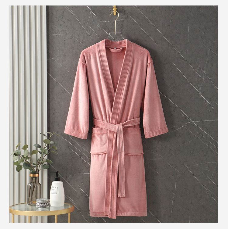 Microfiber Bathrobe Soft Winter Hotel Bathrobe Autumn And Winter Robe Absorbent Quick Drying Non Shedding Men's And Women's Bathrobe_voghion.com