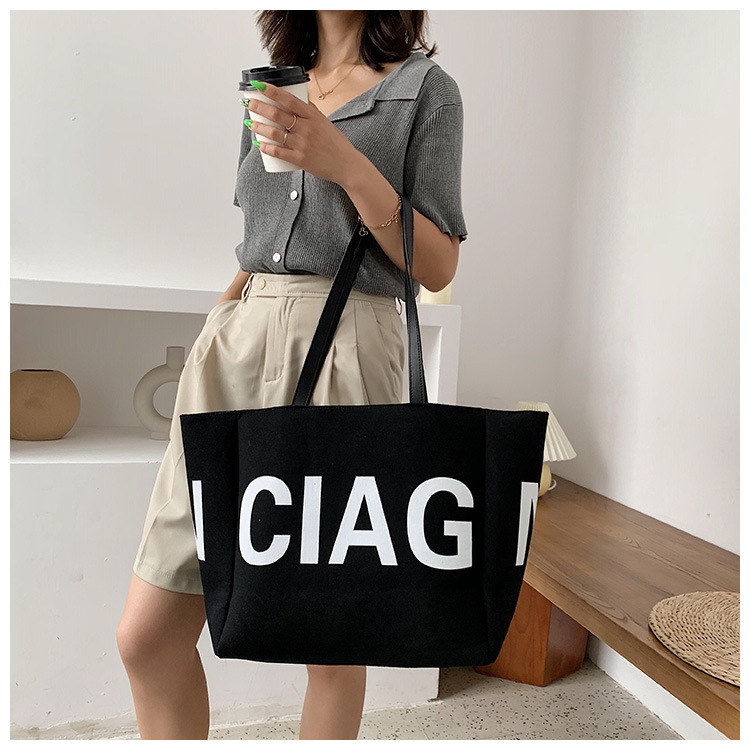Borse per donna nuova borsa tote portatile in tela con lettera di moda Borsa per la spesa da donna semplice borsa a tracolla per studenti in stile coreano_voghion.com